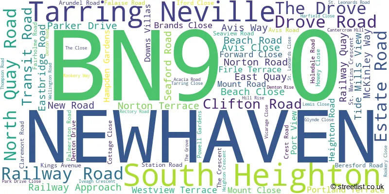 A word cloud for the BN9 0 postcode